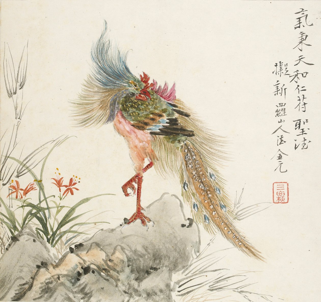 Fénix stojící na skále, 1857 od Jin Yuan