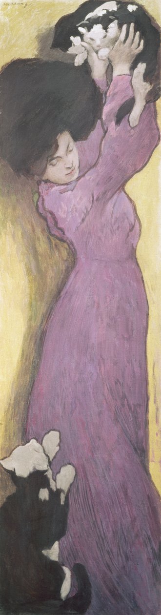 Žena s kočkami (pastel) od János Vaszary