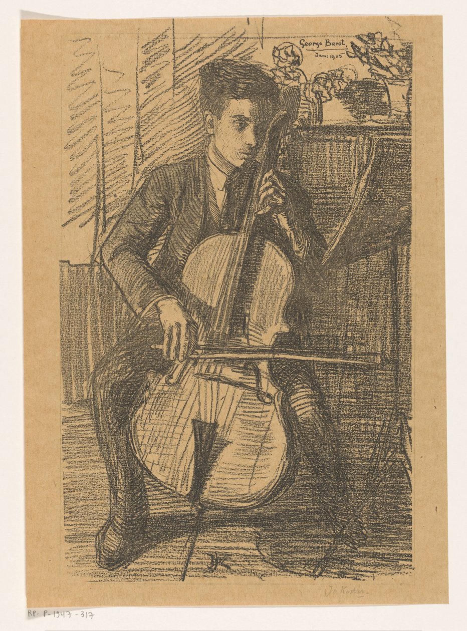 George Bacot hraje na violoncello od Jo Koster (signed by artist)