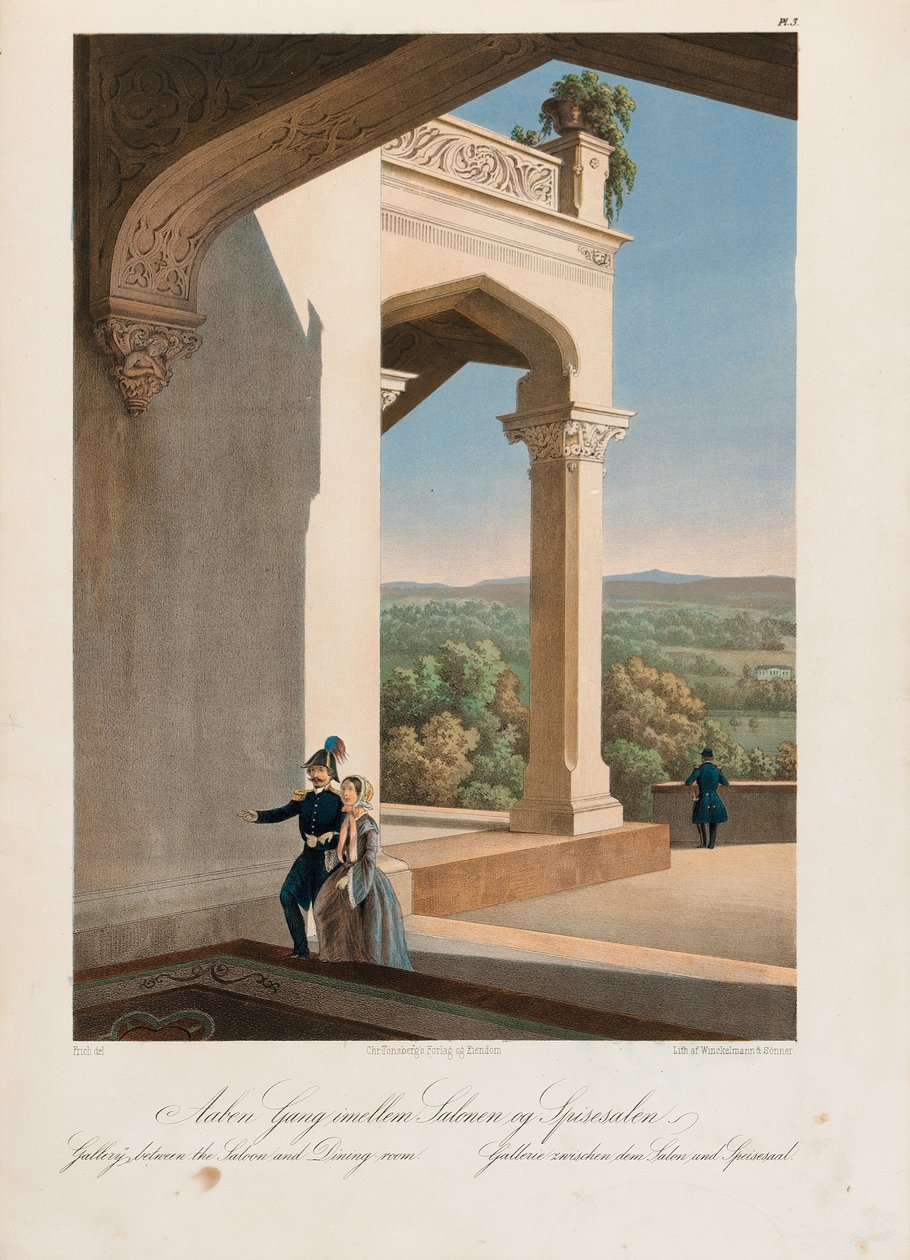 Galerie Oscharshal mezi salonem a jídelnou, 1852 od Joachim Frich