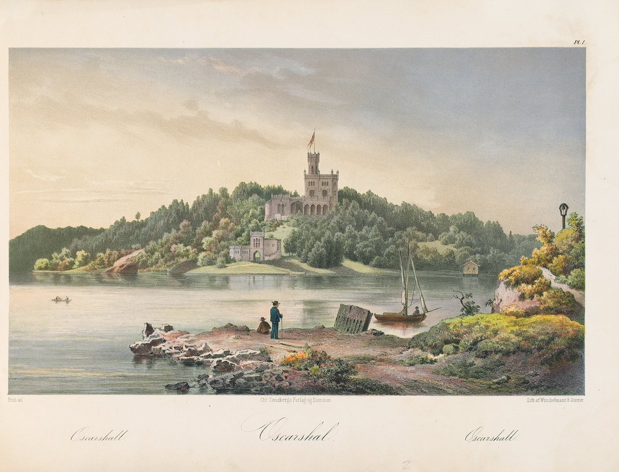 Pohled na Oscarshal, 1852 od Joachim Frich
