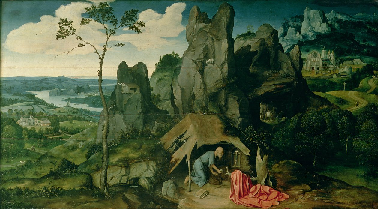 Svatý Jeroným v poušti (viz také 223464) od Joachim Patenier