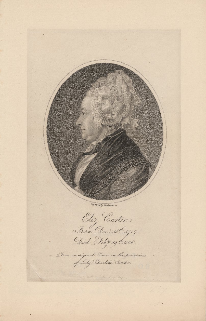 Elizabeth Carter, vyryl Mackenzie, 1807 od Joachim Smith