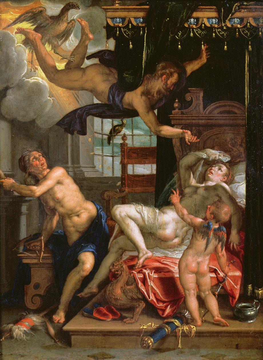 Jupiter a Danae (ropa na mědi) od Joachim Wtewael or Utewael