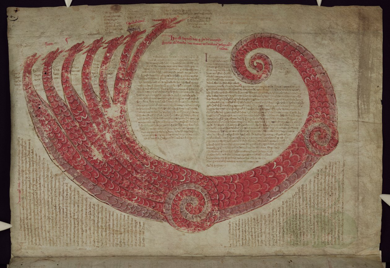 MS 255A fol.7r Fantastické stvoření, z Liber Figuarum od Joachim of Fiore