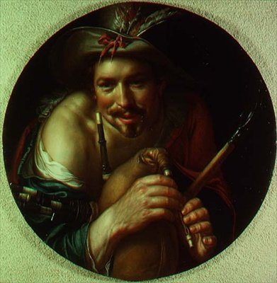 Sedlák hrající na dudy od Joachim Anthonisz Uytewael
