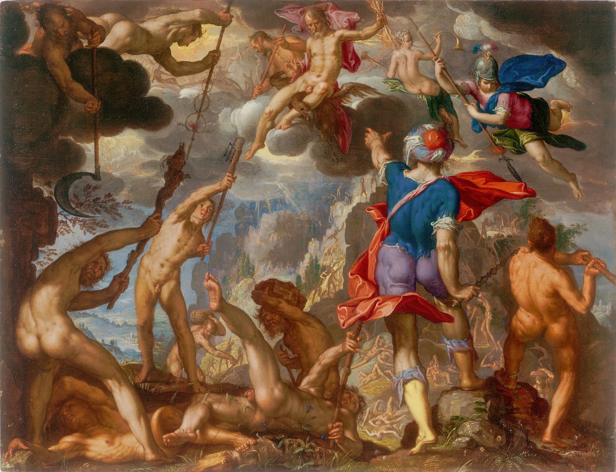 Bitva mezi bohy a obry, c. 1608. od Joachim Anthonisz Wtewael