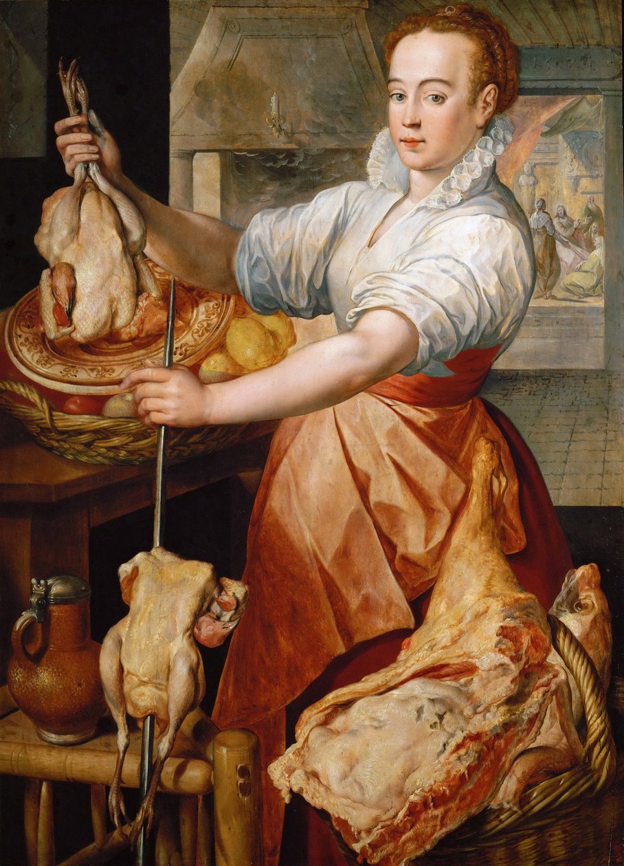 Rané nizozemské umění: Kuchař (Kristus v domě Marty a Marie) par Beuckelaer (Bueckelaer), Joachim (asi 1533-1574) od Joachim Beuckelaer