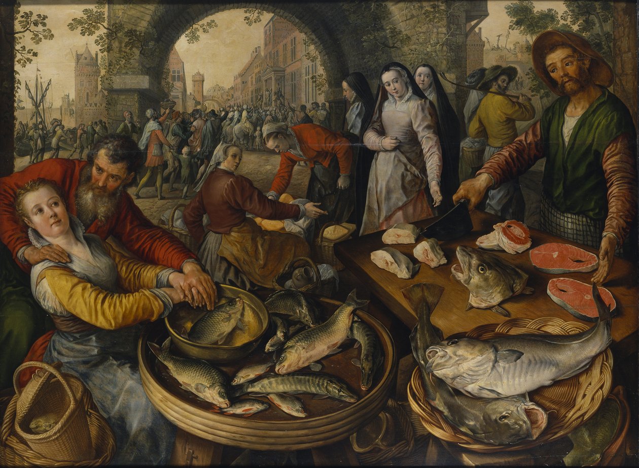 Rybí trh s Ecce Homo, 1570 od Joachim Beuckelaer