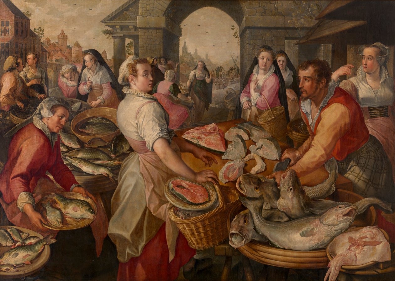 Rybí trh (olej na panelu) od Joachim Beuckelaer