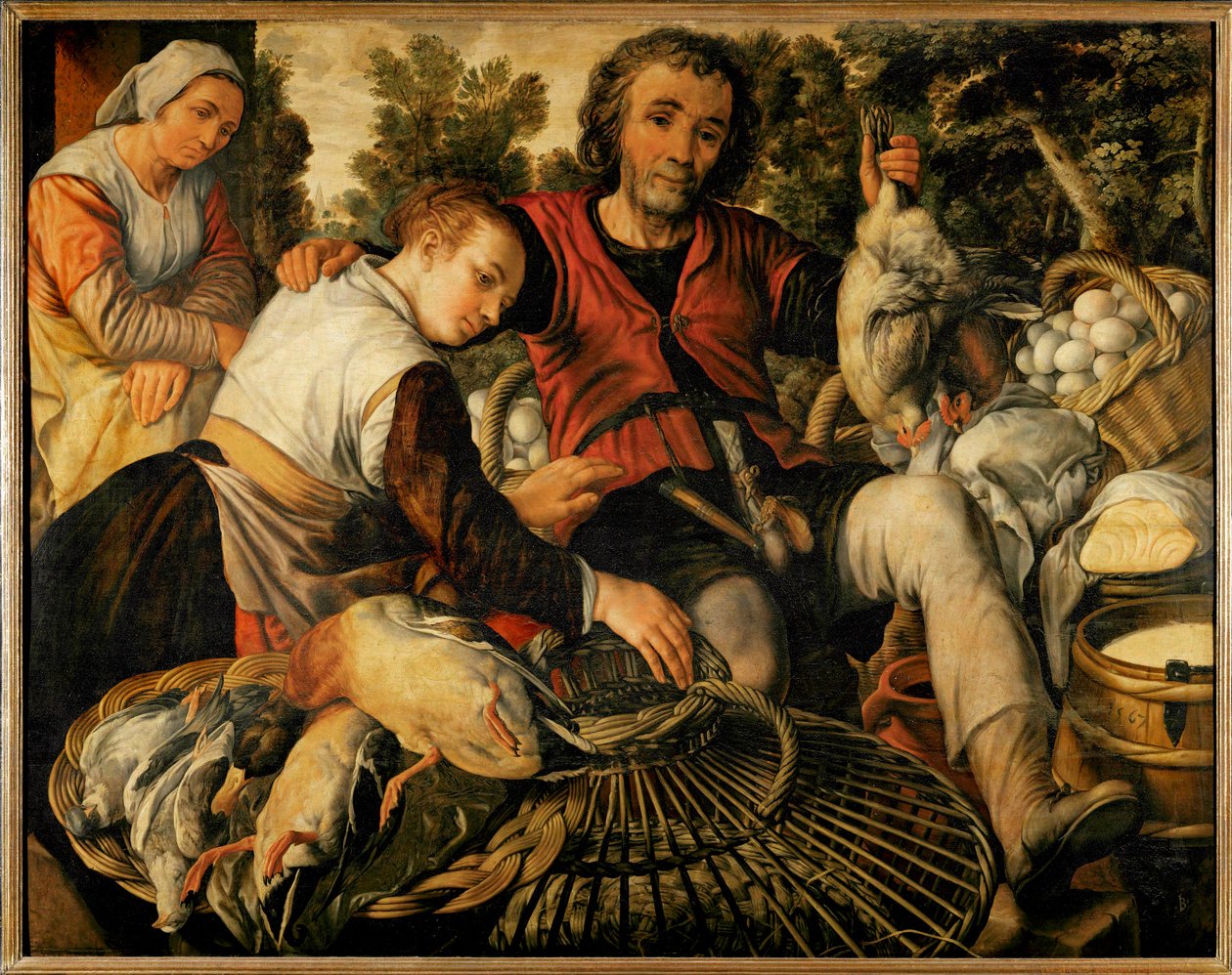 Rolníci na trhu (malba na dubovém dřevě) od Joachim Bueckelaer