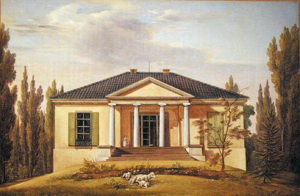 Country House, 1829 (olej na papíře položený na kartonu) od Joachim Faber