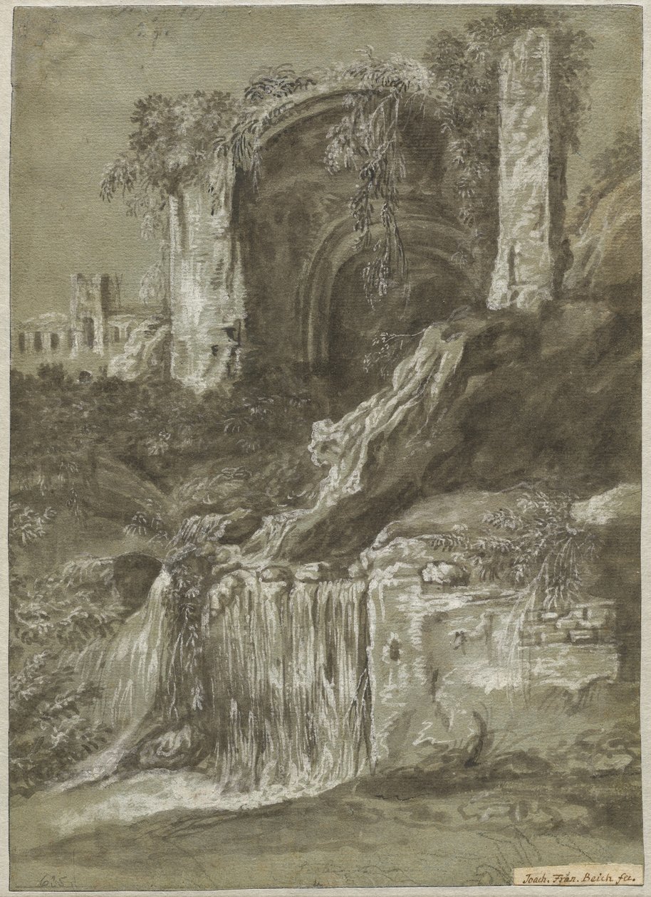 Vodopád s ruinami (verze) od Joachim Franz Beich
