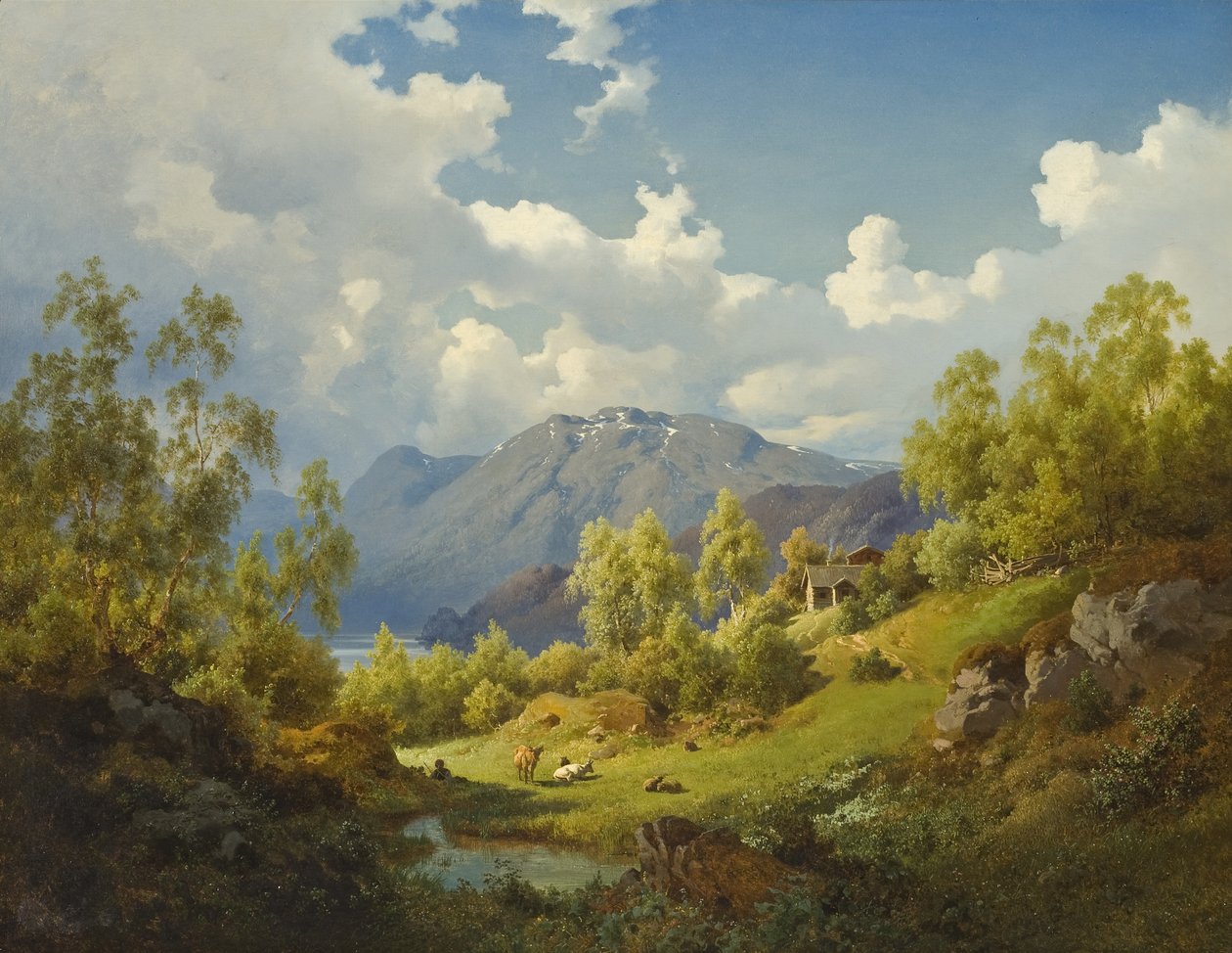 Krajina, motiv z údolí Numme v Norsku, 1850 od Joachim Frich