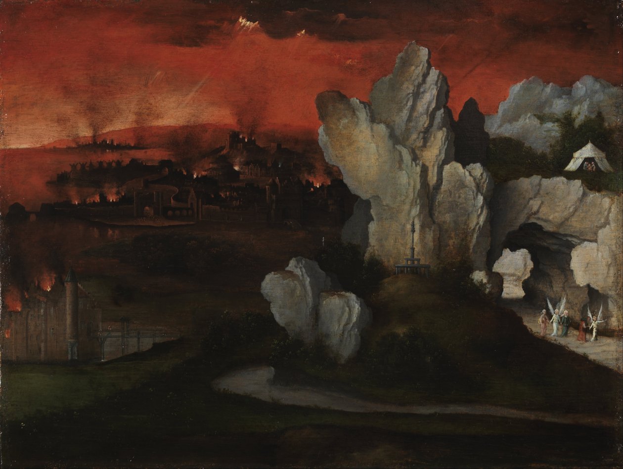 Krajina se zkázou Sodomy a Gomory, asi 1520 (olej na desce) od Joachim Patinir