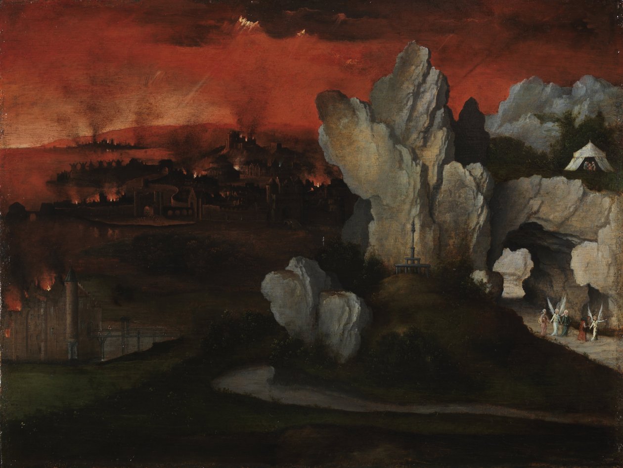 Krajina se zničením Sodomy a Gomory, c. 1520 od Joachim Patinir