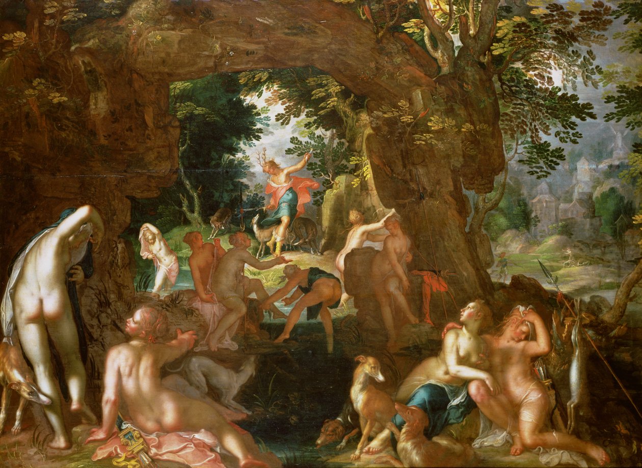 Diana a Actaeon, 1607 (panel) od Joachim Wtewael or Utewael