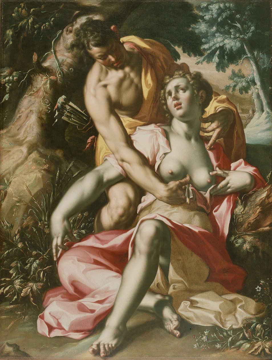 Cephalus a Prokris (Prokrisova smrt), asi 1595-1600 (olej na plátně) od Joachim Wtewael or Utewael or Wyewael