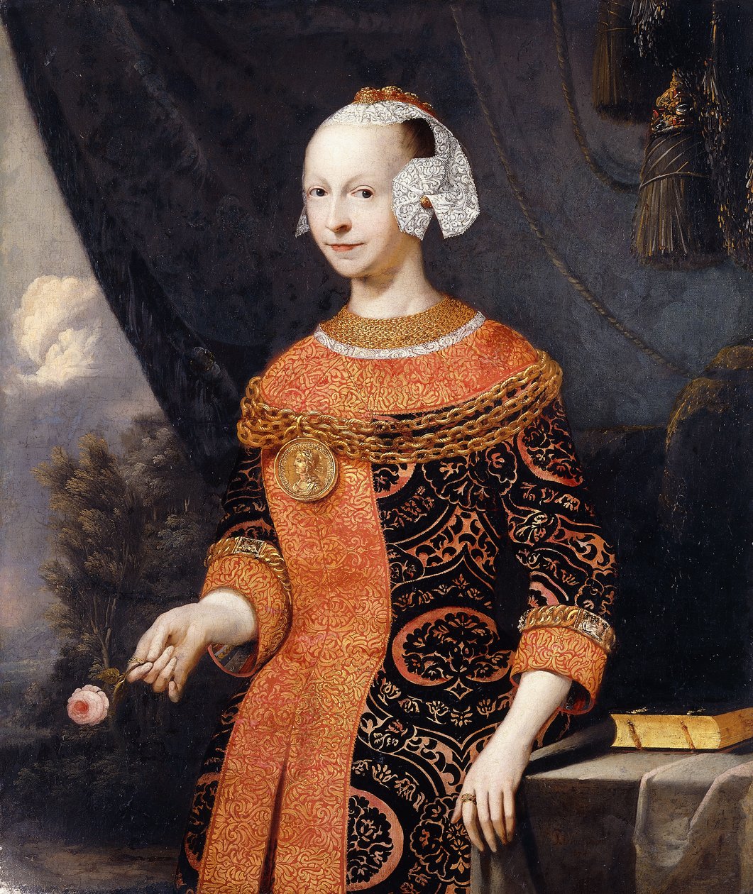 Portrét dámy, identifikované jako Anne, Marquise de Basville, od Joachim or Luhne Luhn