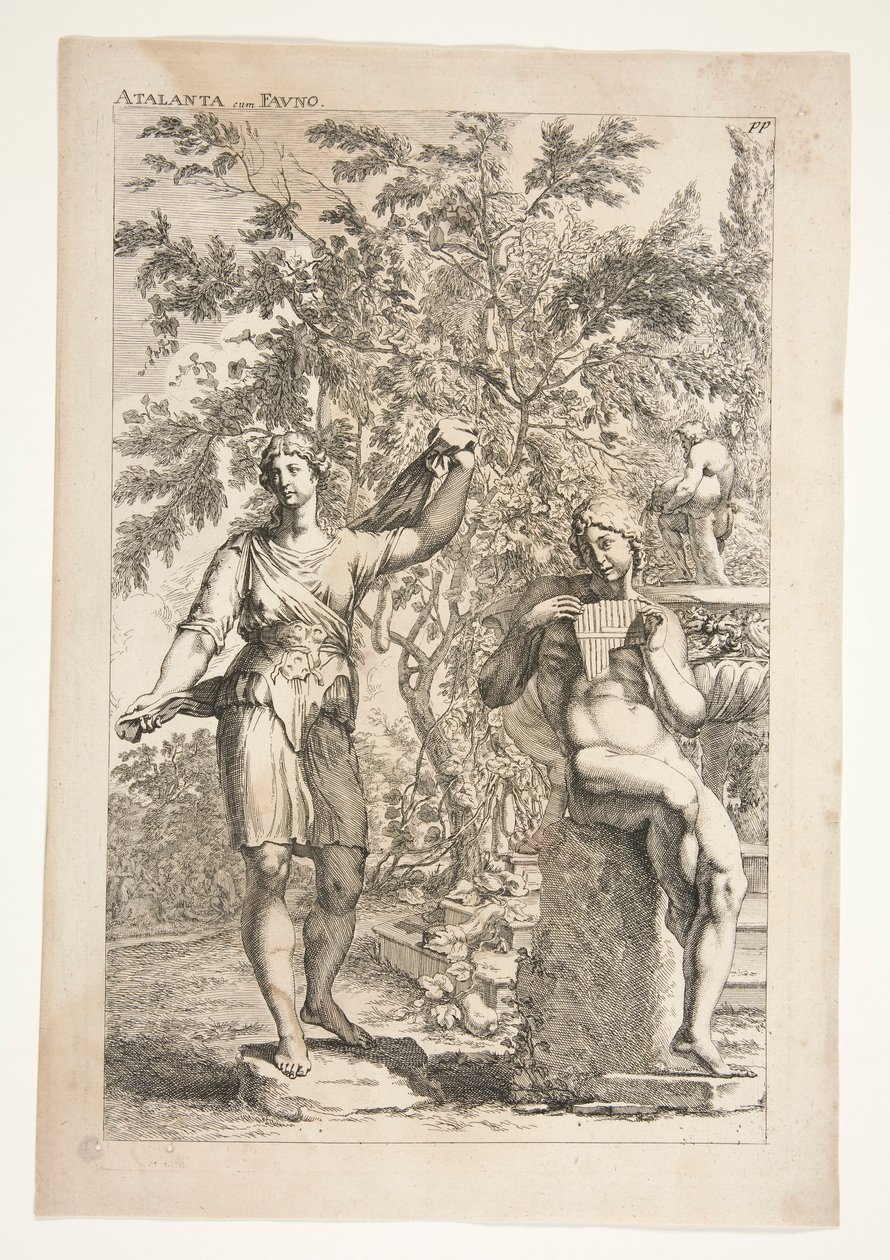 Atalanta a Faun, z Obdivovaných starověkých soch od Joachim von Sandrart
