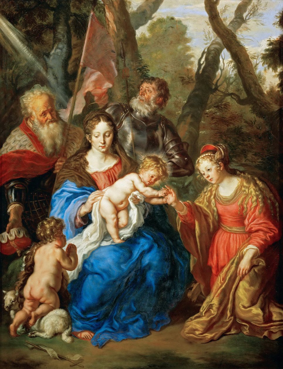 Baroko: Le mariage mystique de Sainte Catherine avec saint Leopold et saint Guillaume - Mystický sňatek svaté Kateřiny se svatými Leopoldem a Williamem par Sandrart, Joachim, von (1606-1688) od Joachim von Sandrart