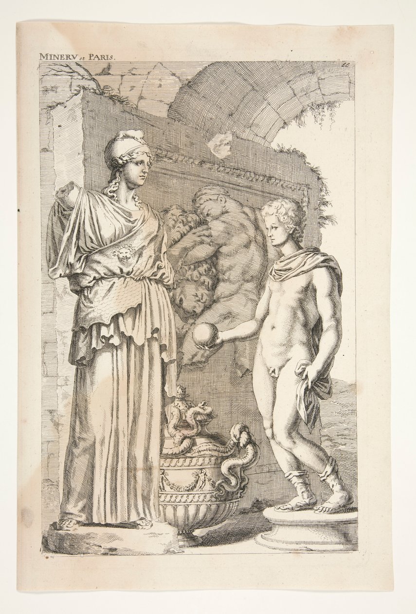 Minerva a Paris, z Obdivované starověké sochy od Joachim von Sandrart