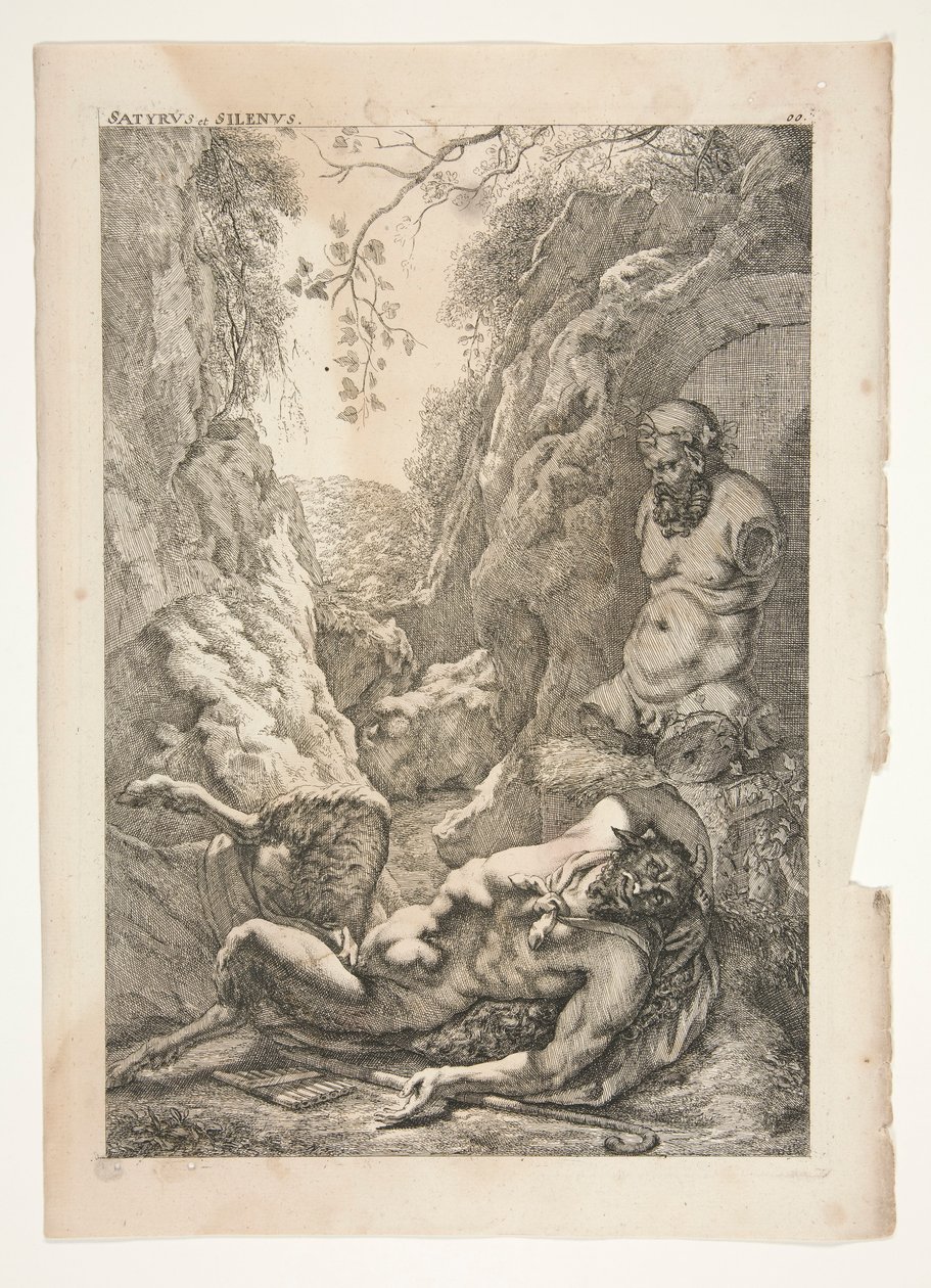 Satyr a Silenos, z Obdivovaných starověkých soch od Joachim von Sandrart