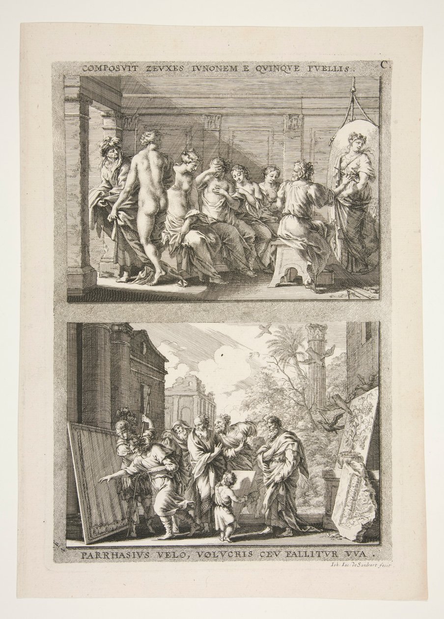 horní polovina: ZEUXES SLOŽIL JUNONE Z PĚTI DÍVEK od Joachim von Sandrart