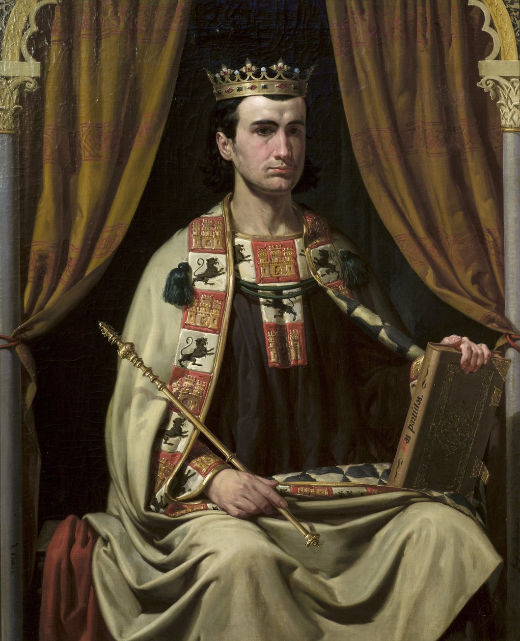 Le roi de Castille Alphonse X le sage (Alfonso X el Sabio) (1221-1284) - Portrét Alfonse X (1221-1284), krále Kastilie - obraz Domingueze Becquera, Joaquina (1817-1879) - - Ayuntamiento de Sevilla od Joachin Dominguez Becquer