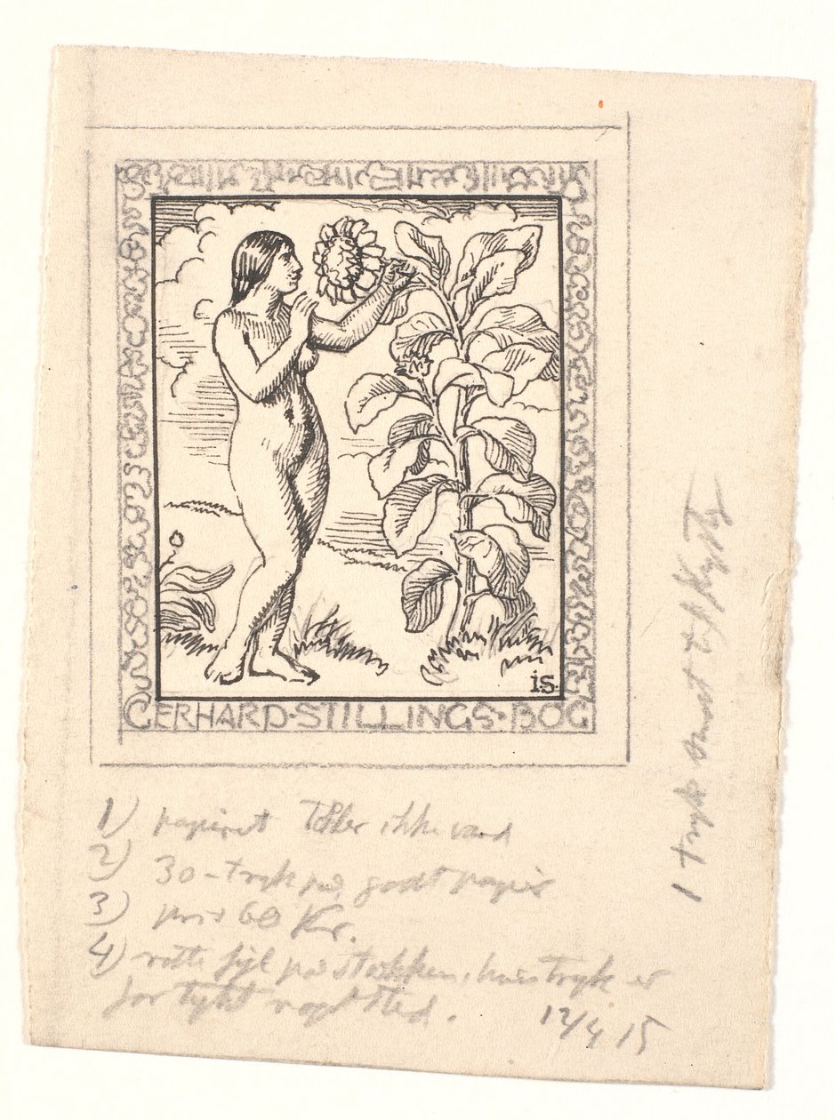 Návrh exlibris pro Gerharda Stillinga od Joakim Frederik Skovgaard