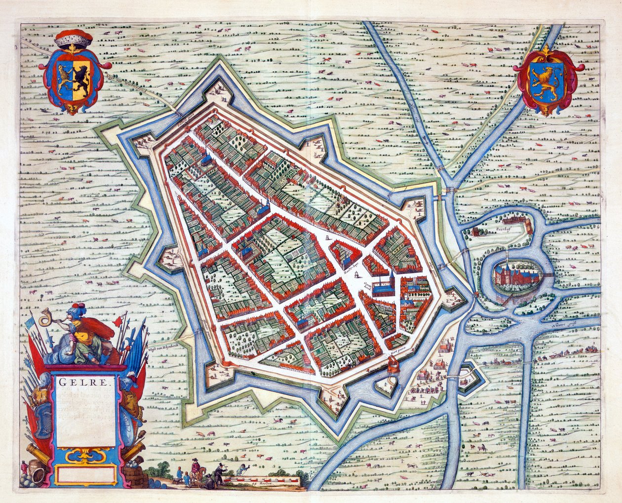 Gelre, 1649 (ručně kolorovaná rytina) od Joan Blaeu