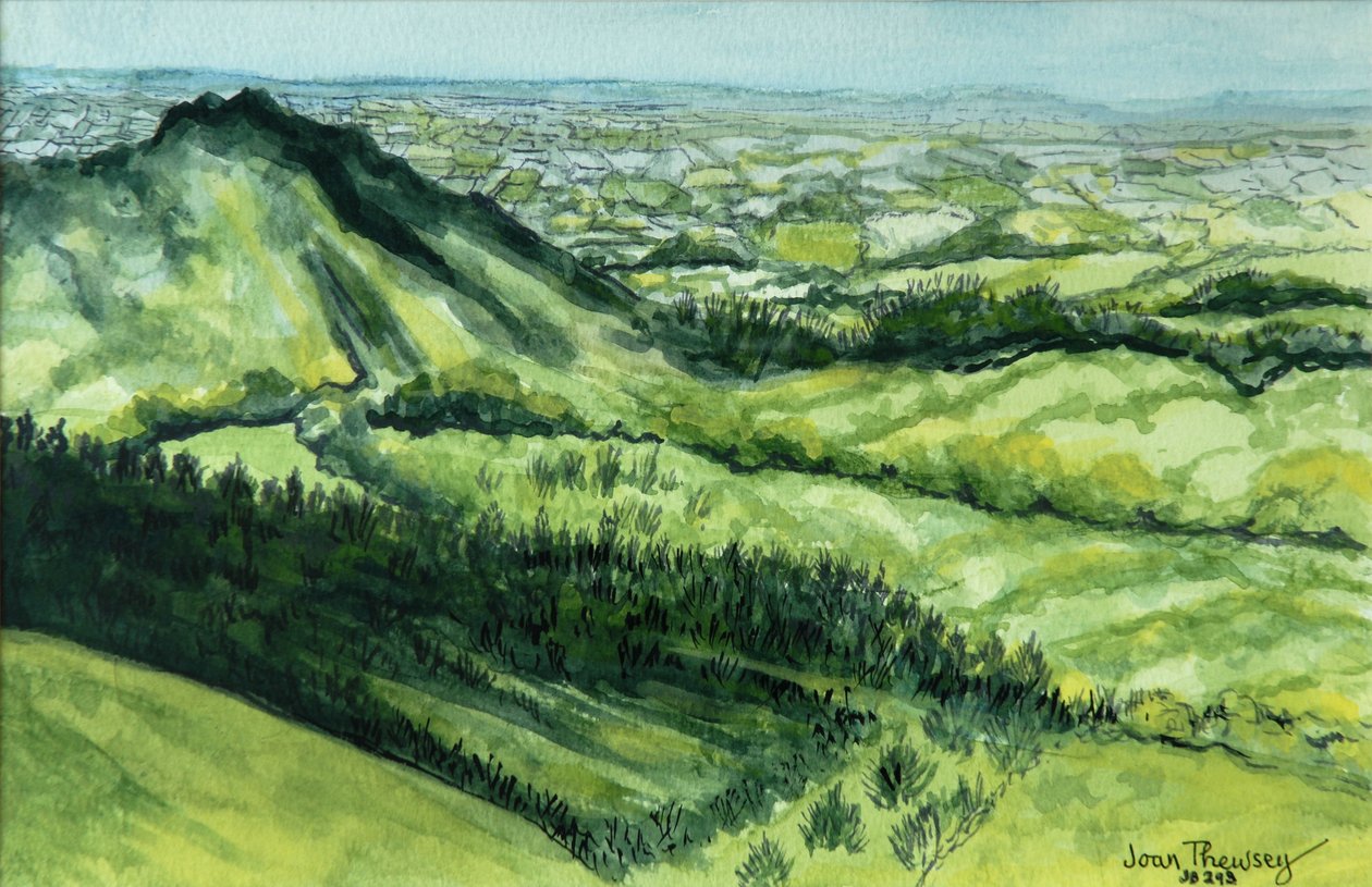 Pohled z Sue au Mai, Limousin Francie, 2010 akvarel od Joan Thewsey