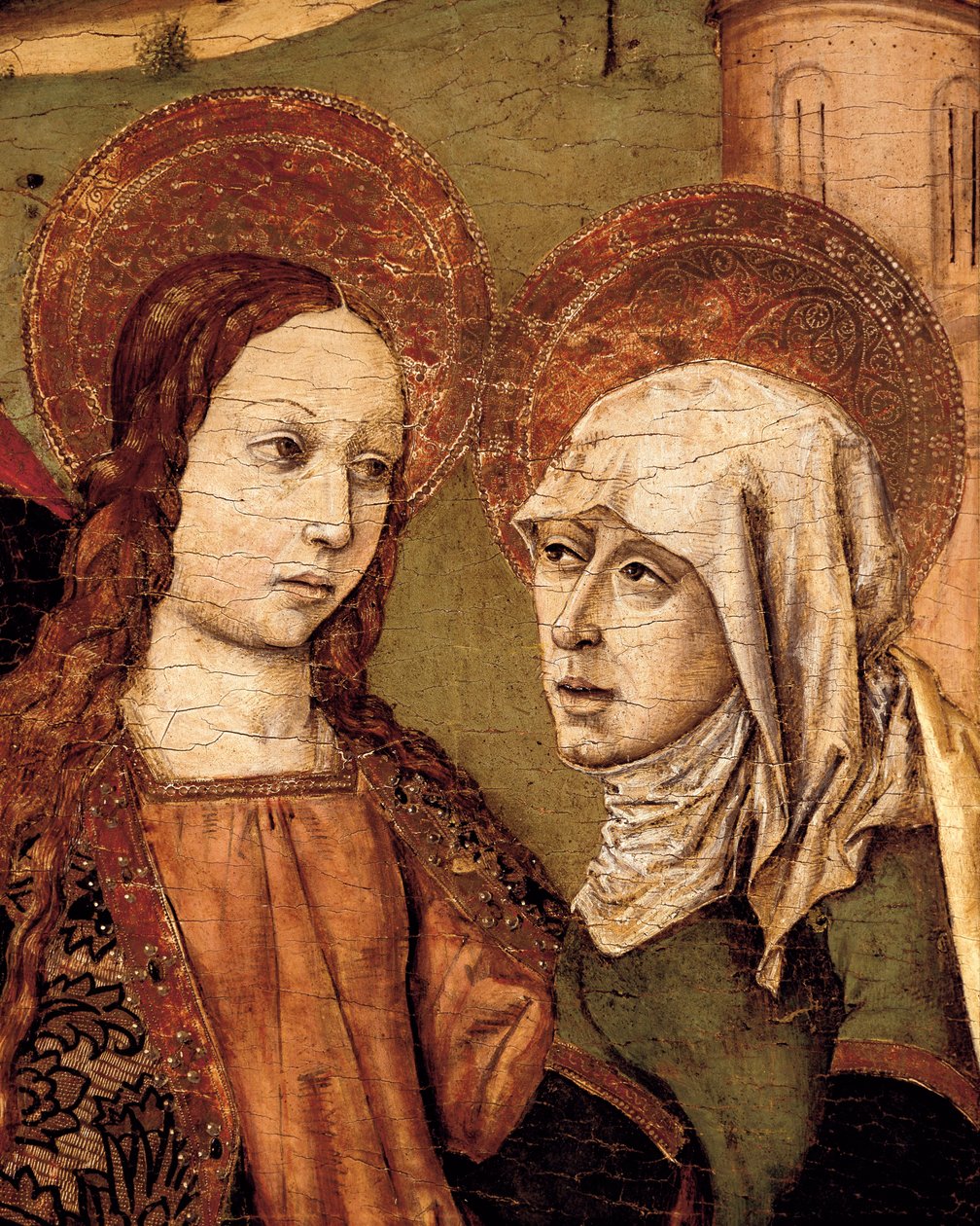 Oltářní obraz Navštívení, Panna se setkává s Alžbětou, detail, cca. 1488-1516 (tempera na dřevě) od Joan Barcelo
