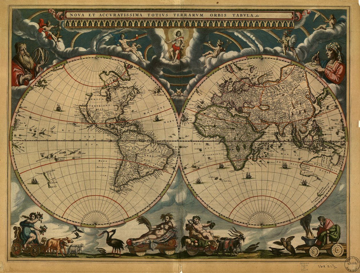 (Nova et accuratissima totius terrarum orbis tabula). LOC 98687202 od Joan Blaeu