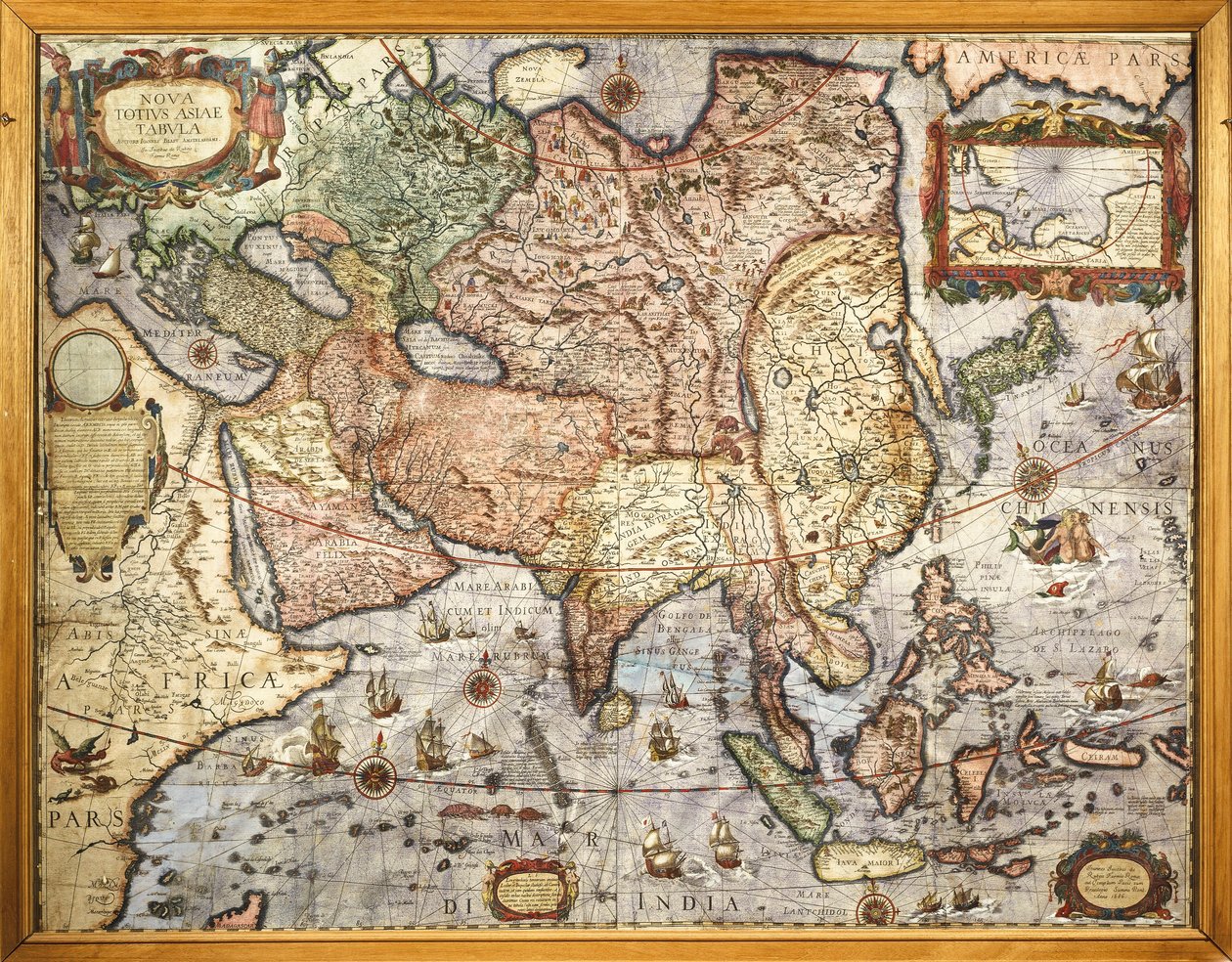 Kartografie, mapa Asie. Z Atlasu od Joan Blaeu (1596-1673), vytištěného v roce 1686 od Joan Blaeu