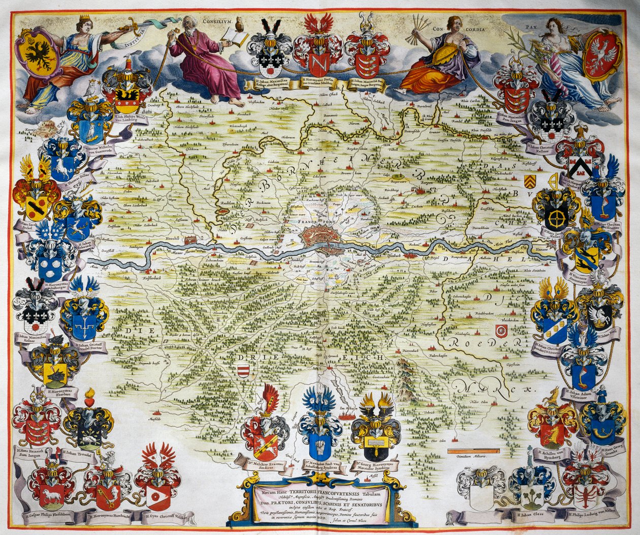 Frankfurt a jeho území, z Atlas Maior, atlas v 11 svazcích, od Joan Blaeu (1596-1673), svazek III, mědirytina, 57,5x39 cm, Amsterdam od Joan Blaeu