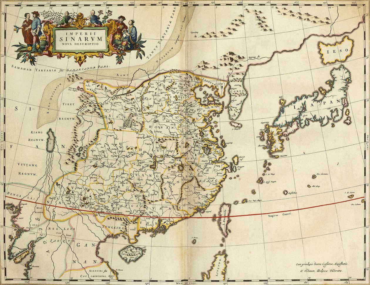 Mapa Číny, z "Atlas Maior Sive Cosmographia Blaviana", 1662 od Joan Blaeu