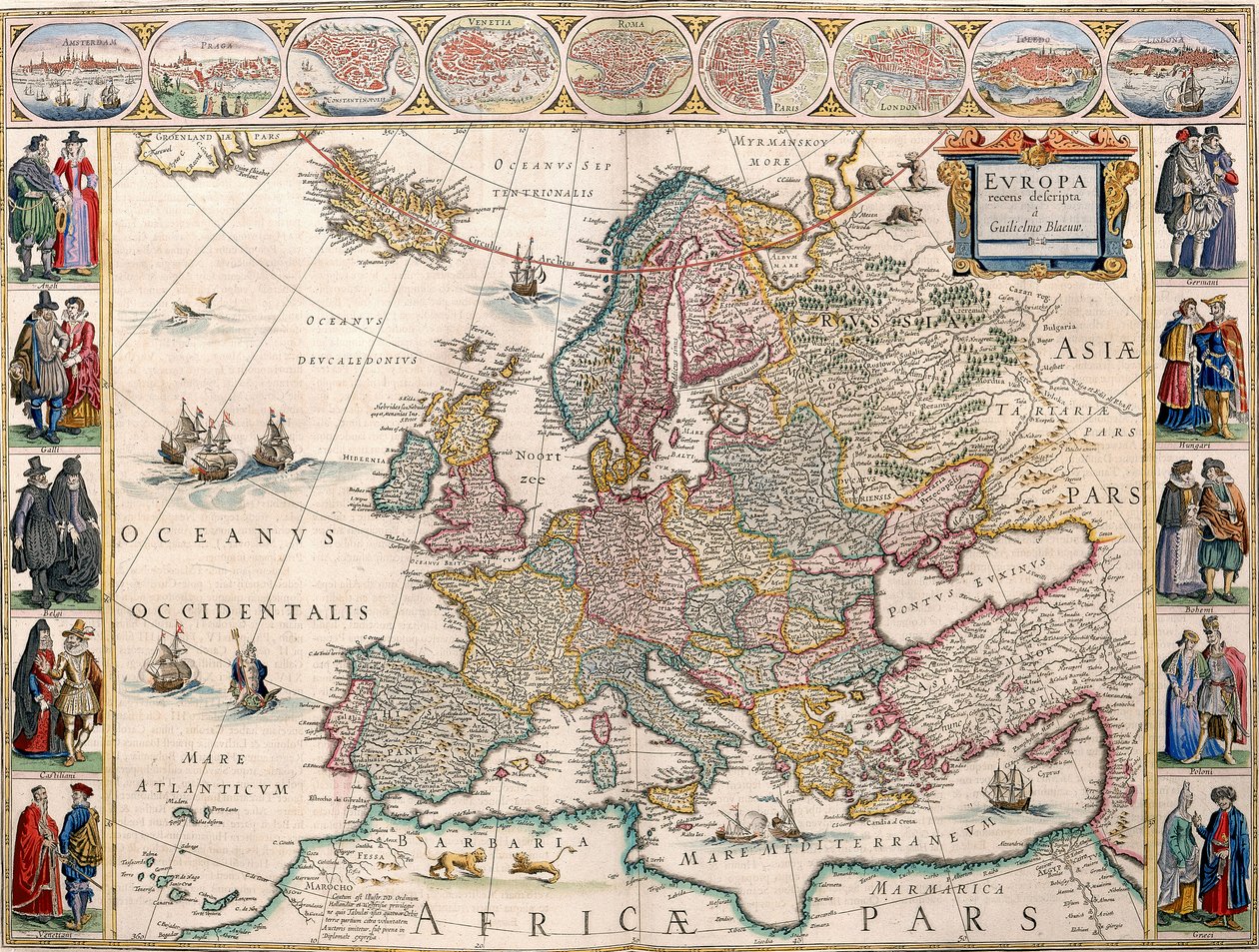 Mapa Evropy z atlasu Blaeu od Joan Blaeu