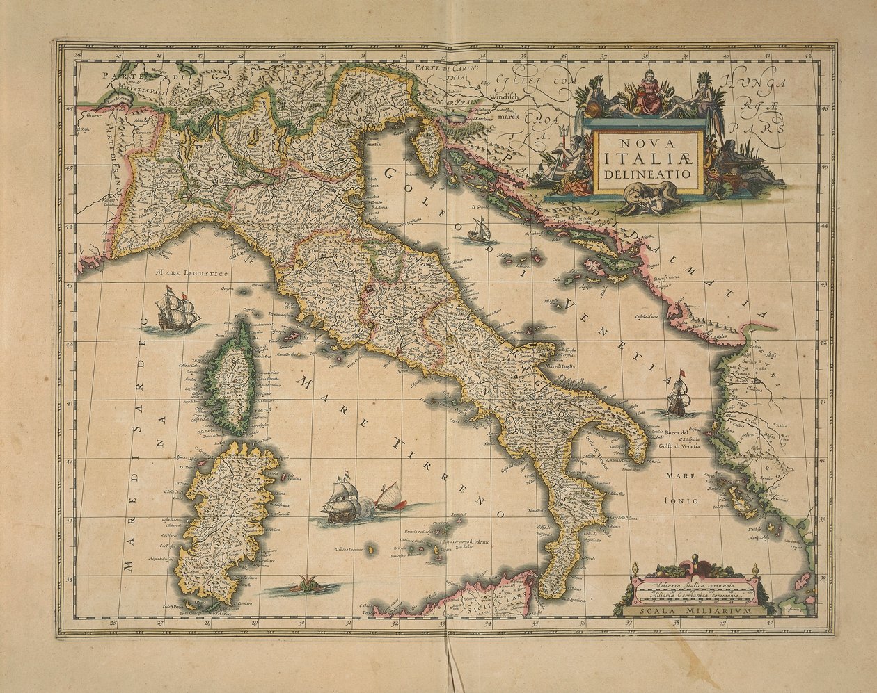 Mapa Itálie od Joan Blaeu od Joan Blaeu