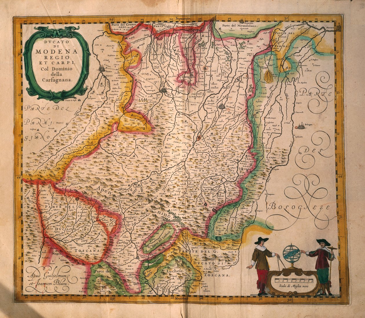 Mapa Modeny z Theatrum civitatum et admirandorum Italiae od Joan Blaeu, rytina od Joan Blaeu