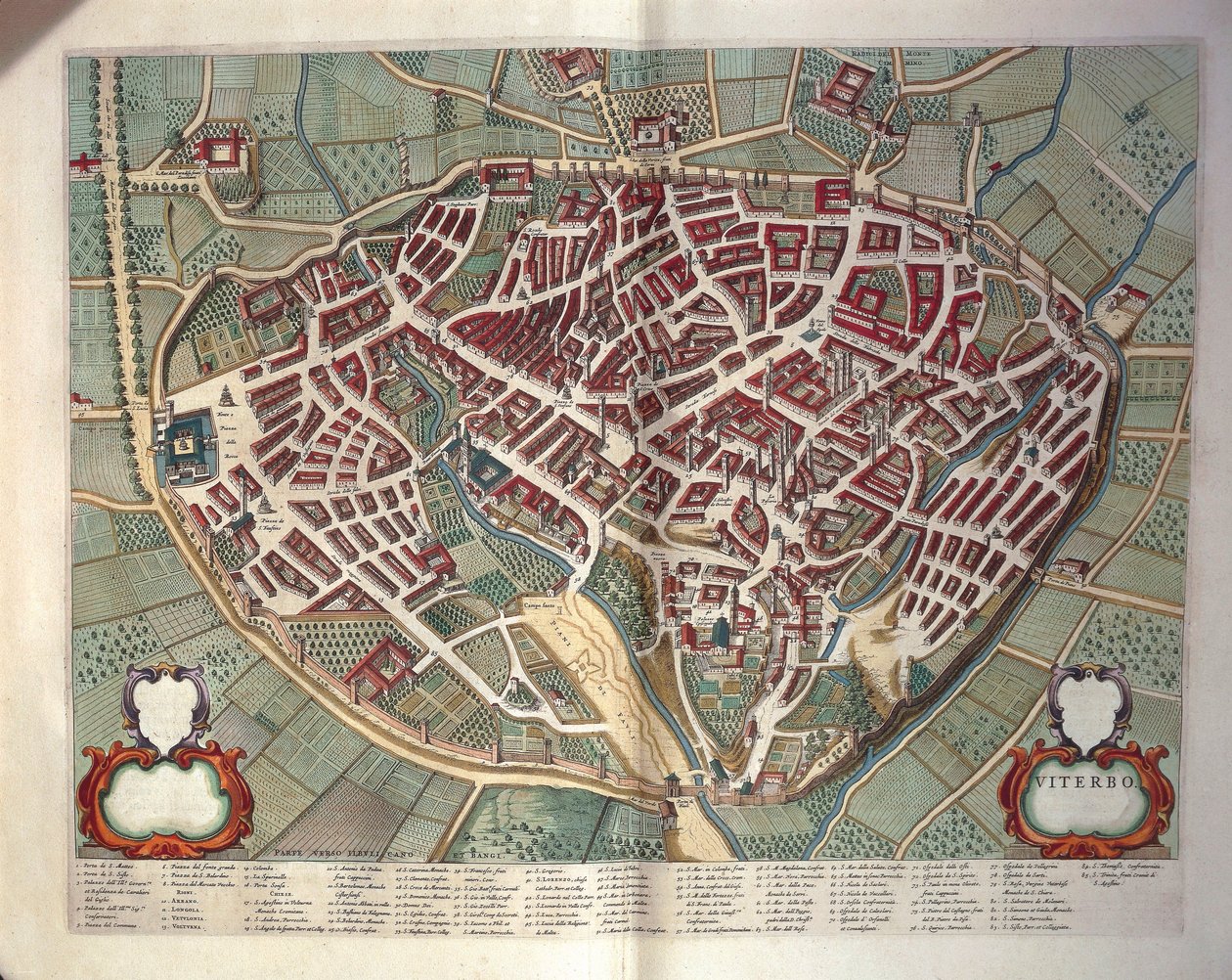 Mapa Viterba z divadla měst a divů Itálie, od Joan Blaeu, rytina od Joan Blaeu