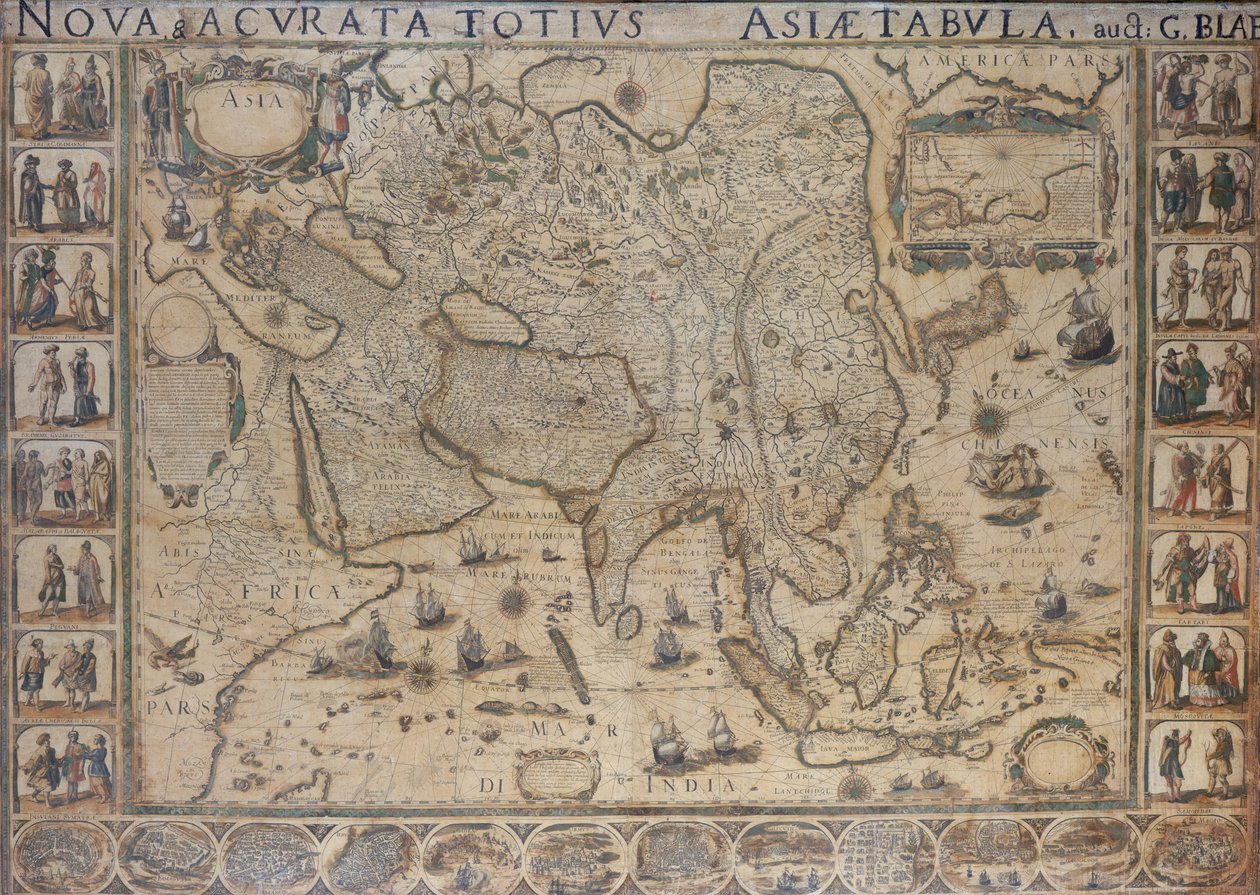 Nova  Acurata Totius Asiae Tabula, auct G. Blaeu, c.1673 (kolorovaná rytina) od Joan Blaeu