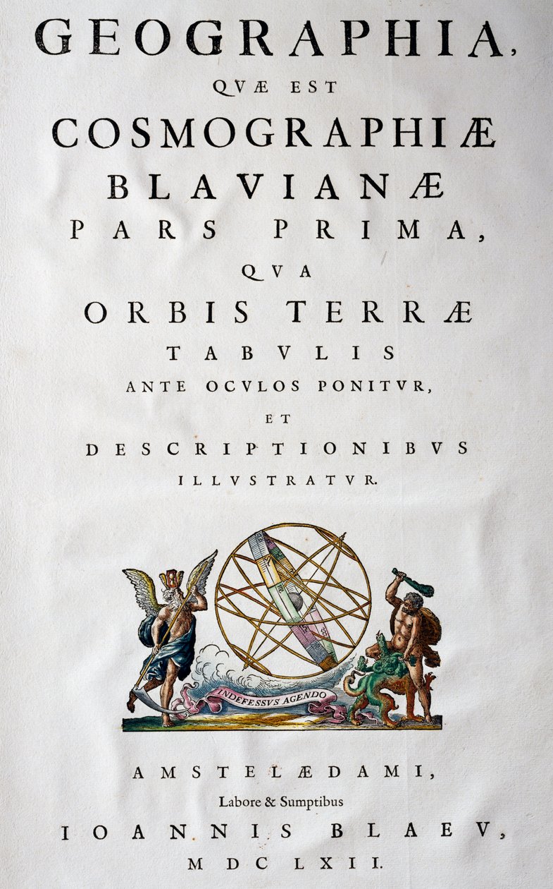 Titulní strana I. části, Atlas Maior, atlas v 11 svazcích, od Joan Blaeu (1596-1673), mědirytina, 57,5x39 cm, Amsterdam od Joan Blaeu