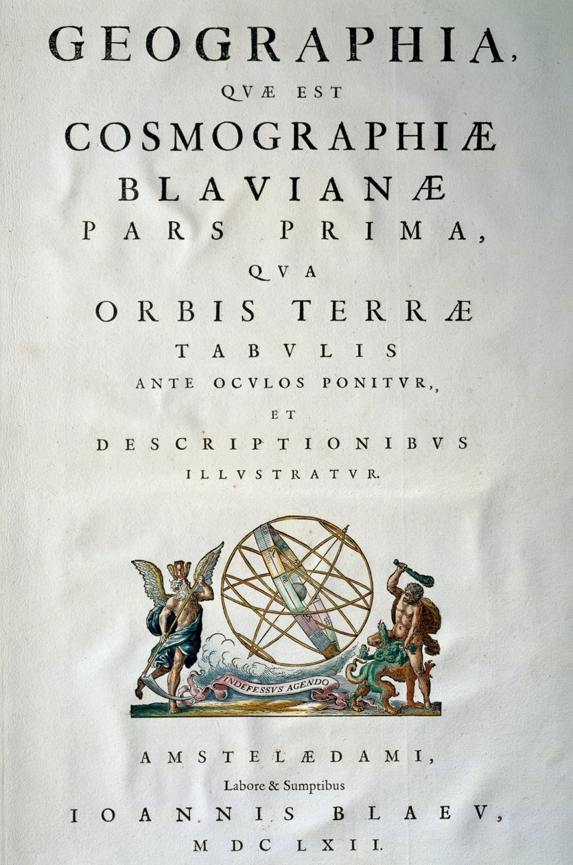 Titulní strana I. části Atlas maior, od Joan Blaeu (1596-1673), mědirytina, Amsterdam od Joan Blaeu