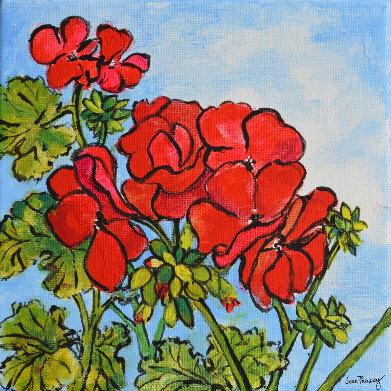 Geranium, 2017 (akryl) od Joan Thewsey