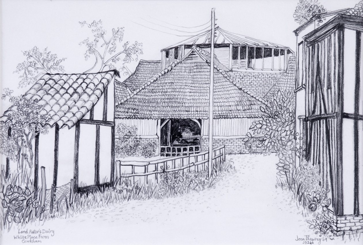 Lord Astors Dairy, White Place Farm, Cookham 2012, tužka od Joan Thewsey
