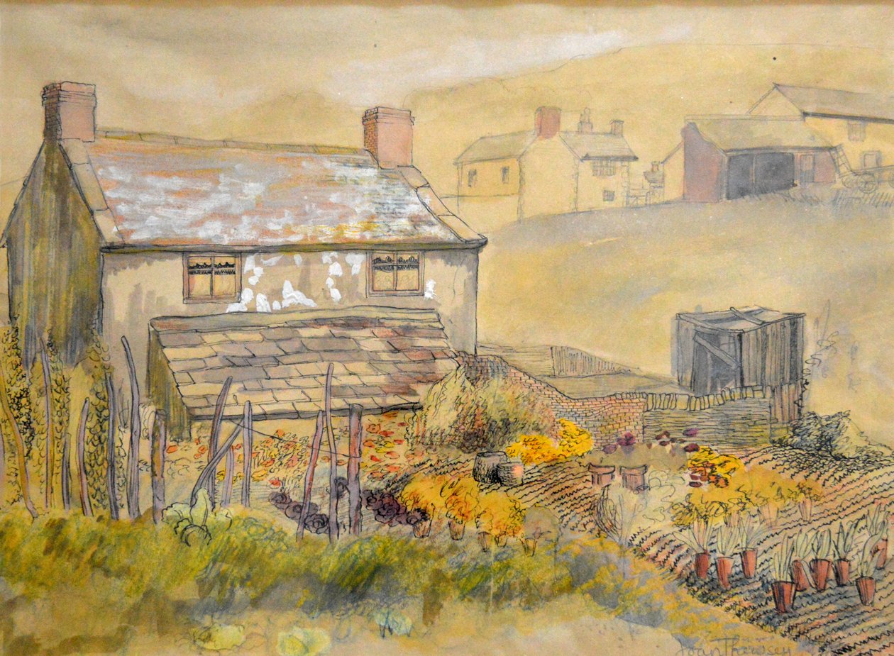 Moorland Cottage, 2014 (pero, inkoust a akvarel) od Joan Thewsey
