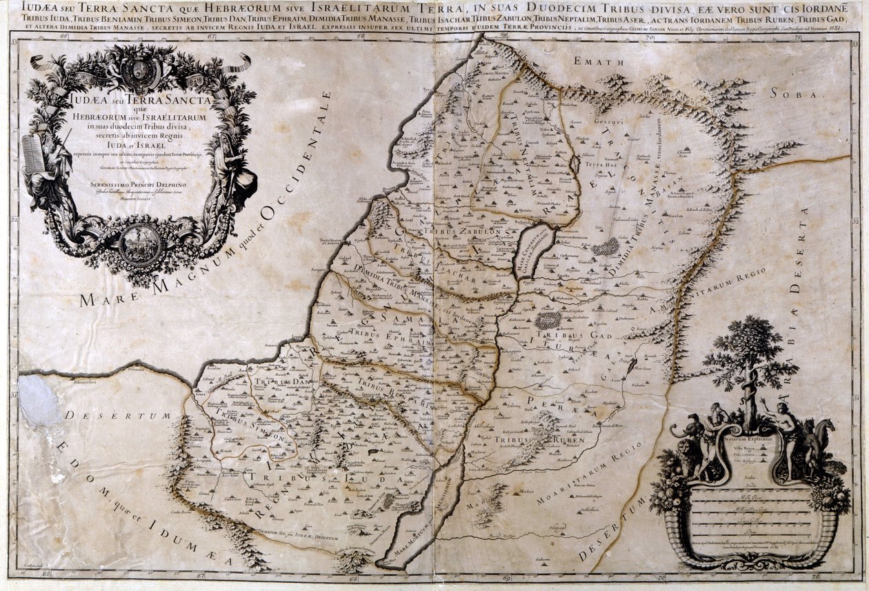 Historická zeměpisná mapa Palestiny. Janssonův atlas od Joannes Jansson
