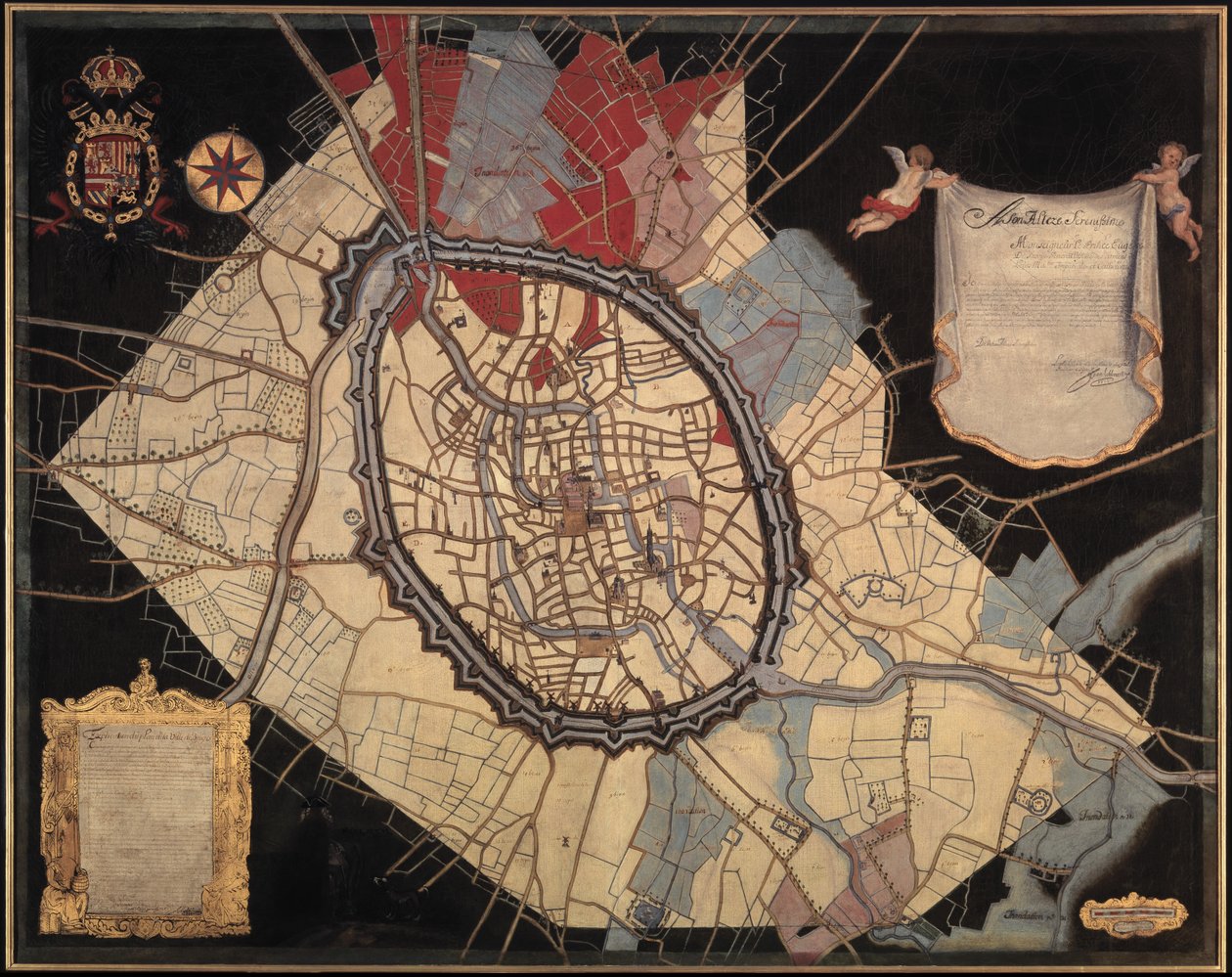 Mapa Brugg a feudálních území (olej na plátně) od Joannes Lobberecht