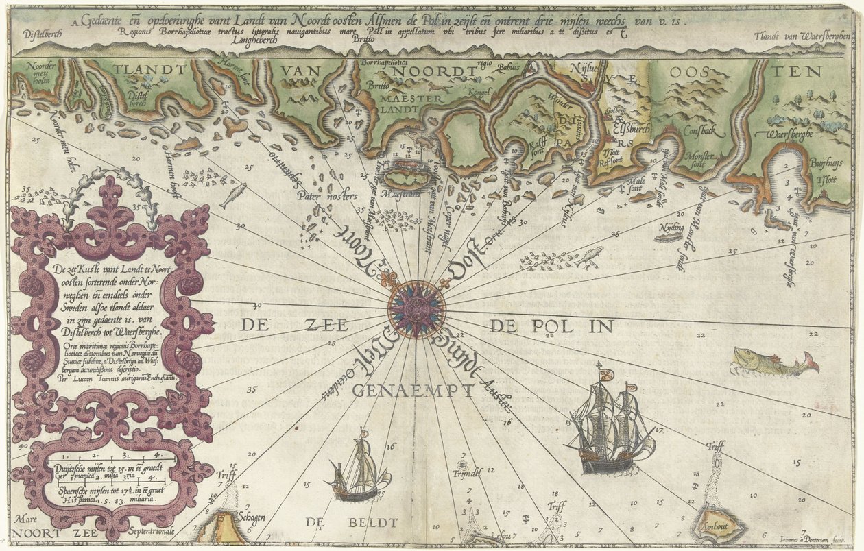 Mapa části pobřeží Norska a Švédska od Joannes van Doetecum